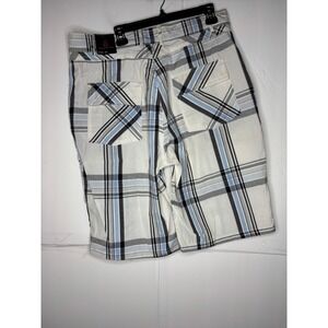 Swiss Cross Mens Plaid Shorts White Blue Black Size 38 New With Tags